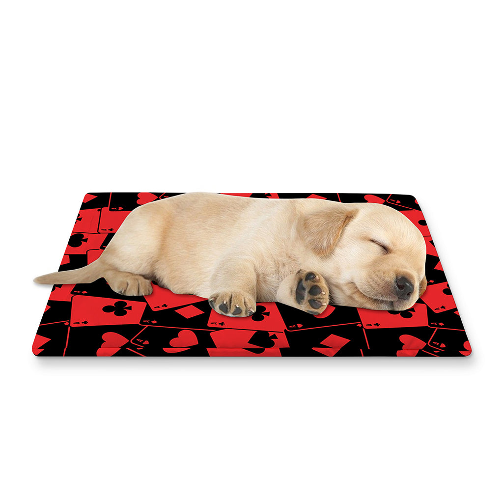Black And Red Casino Card Pattern Print Pet Cooling Mat Cover