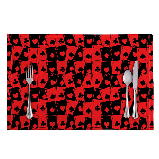 Black And Red Casino Card Pattern Print Placemat