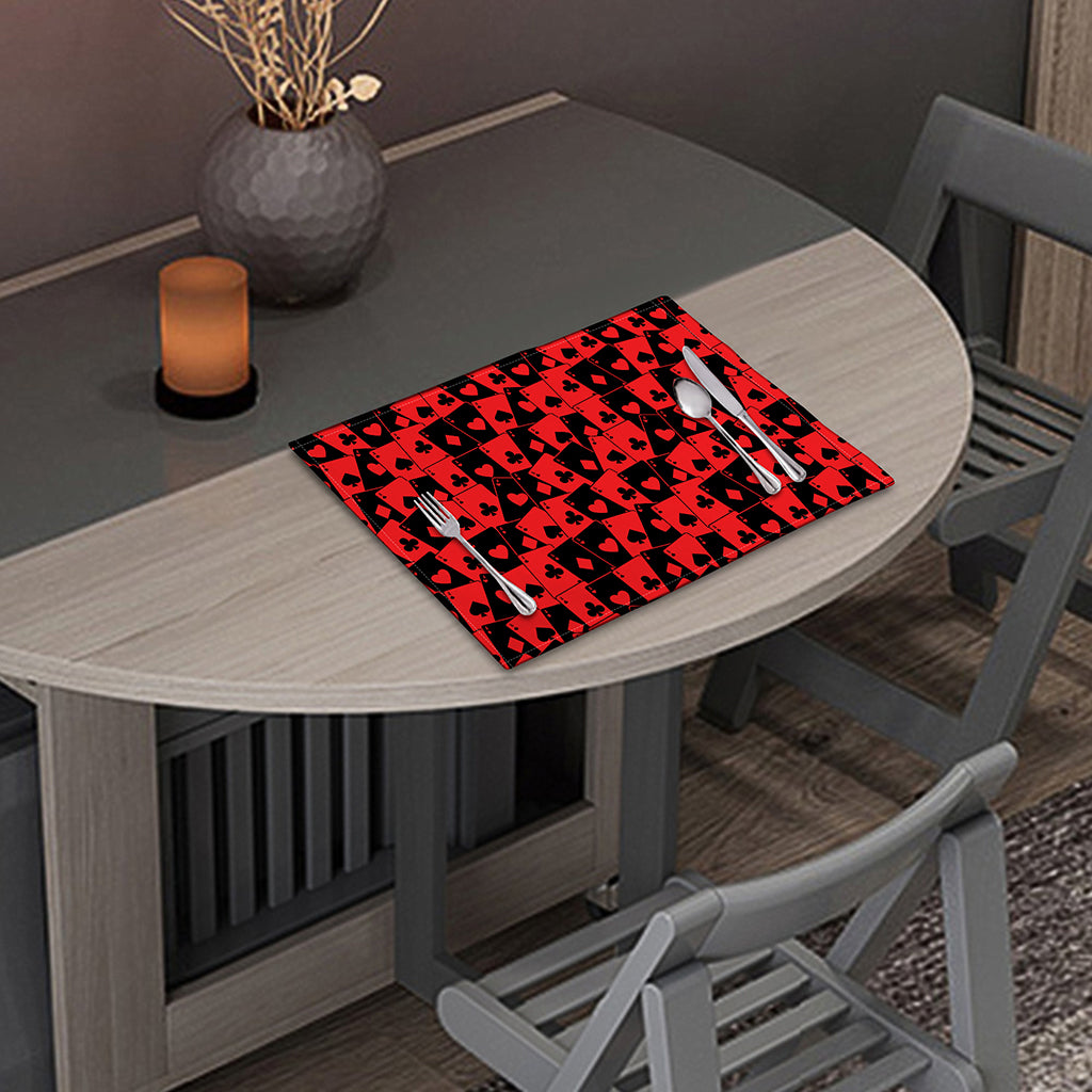 Black And Red Casino Card Pattern Print Placemat