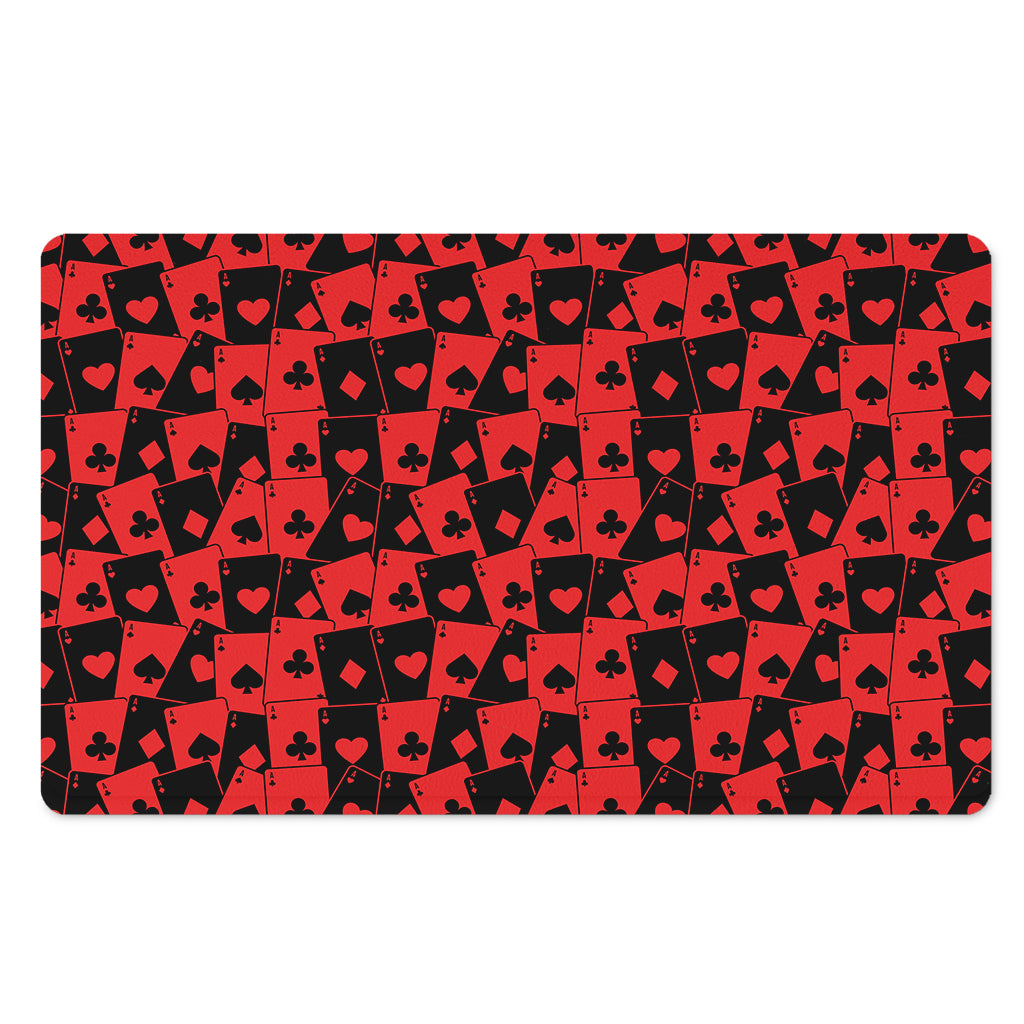 Black And Red Casino Card Pattern Print Polyester Doormat