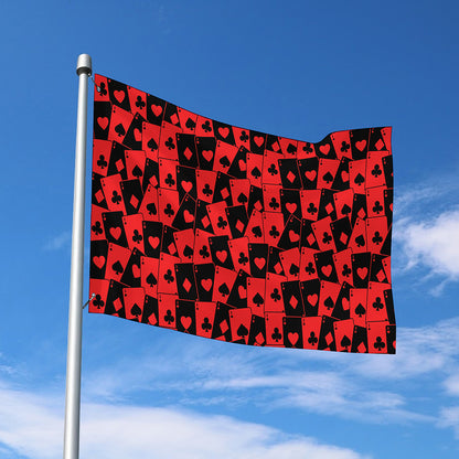 Black And Red Casino Card Pattern Print Polyester Flag