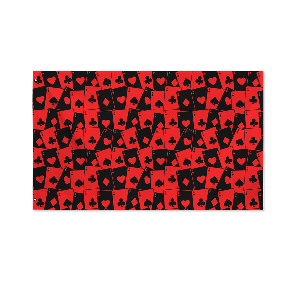 Black And Red Casino Card Pattern Print Polyester Flag