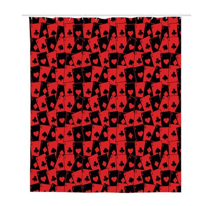 Black And Red Casino Card Pattern Print Polyester Shower Curtain