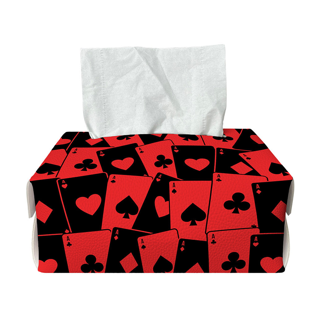 Black And Red Casino Card Pattern Print Rectangle Tissue Box Cover