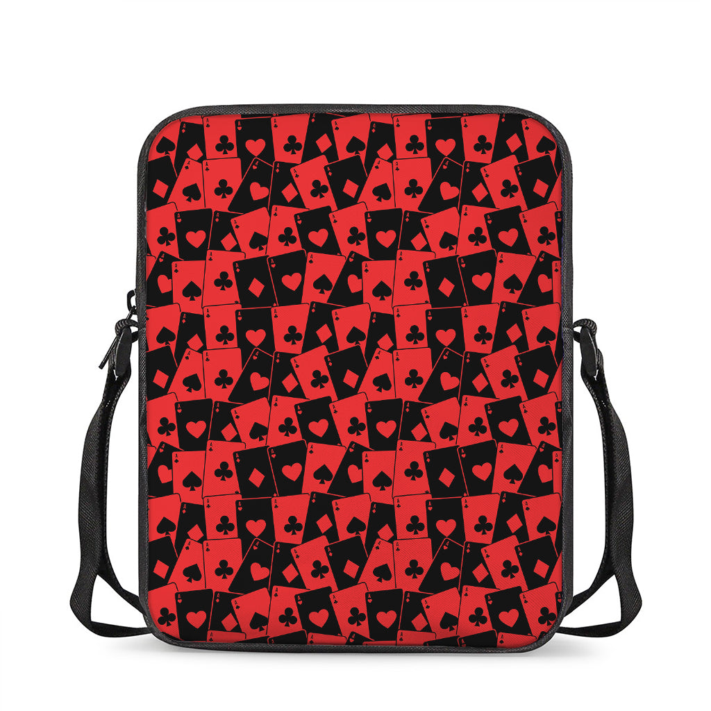 Black And Red Casino Card Pattern Print Rectangular Crossbody Bag