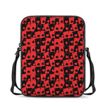 Black And Red Casino Card Pattern Print Rectangular Crossbody Bag