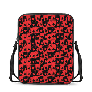 Black And Red Casino Card Pattern Print Rectangular Crossbody Bag