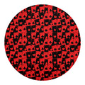 Black And Red Casino Card Pattern Print Round Blanket