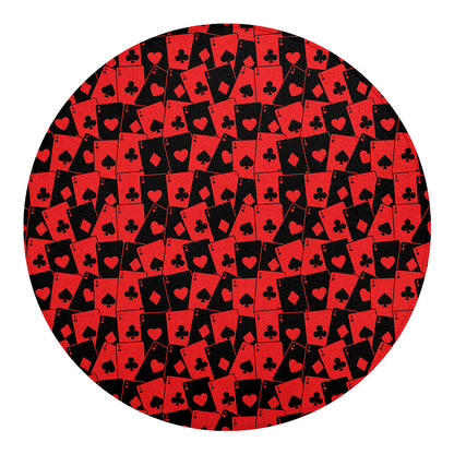 Black And Red Casino Card Pattern Print Round Blanket