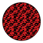 Black And Red Casino Card Pattern Print Round Floor Mat