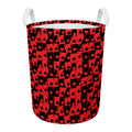 Black And Red Casino Card Pattern Print Round Laundry Basket