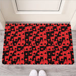 Black And Red Casino Card Pattern Print Rubber Doormat