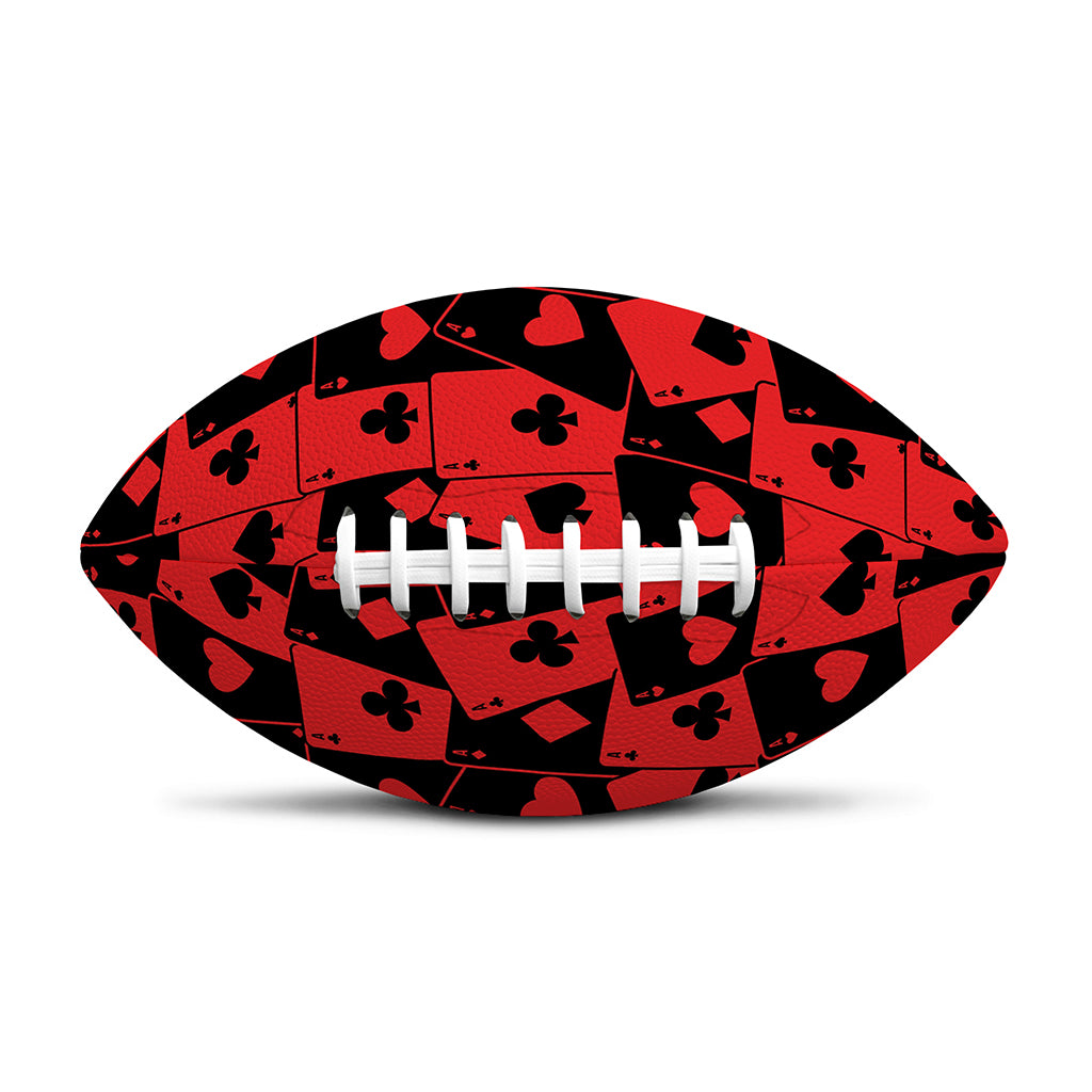 Black And Red Casino Card Pattern Print Rugby Ball