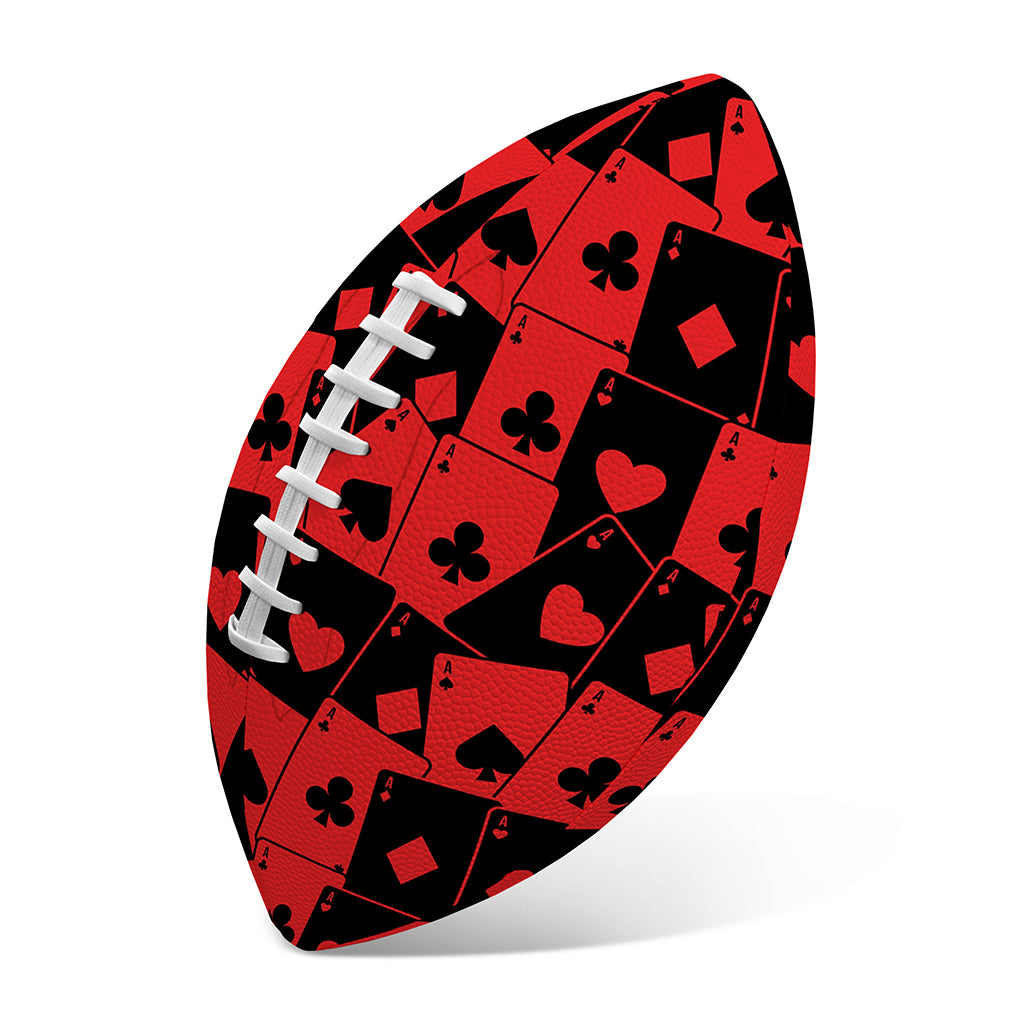 Black And Red Casino Card Pattern Print Rugby Ball