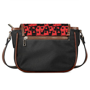 Black And Red Casino Card Pattern Print Saddle Bag