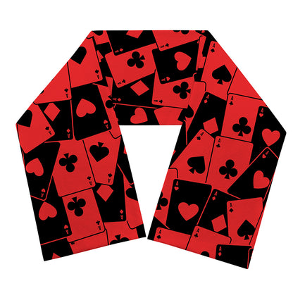 Black And Red Casino Card Pattern Print Scarf