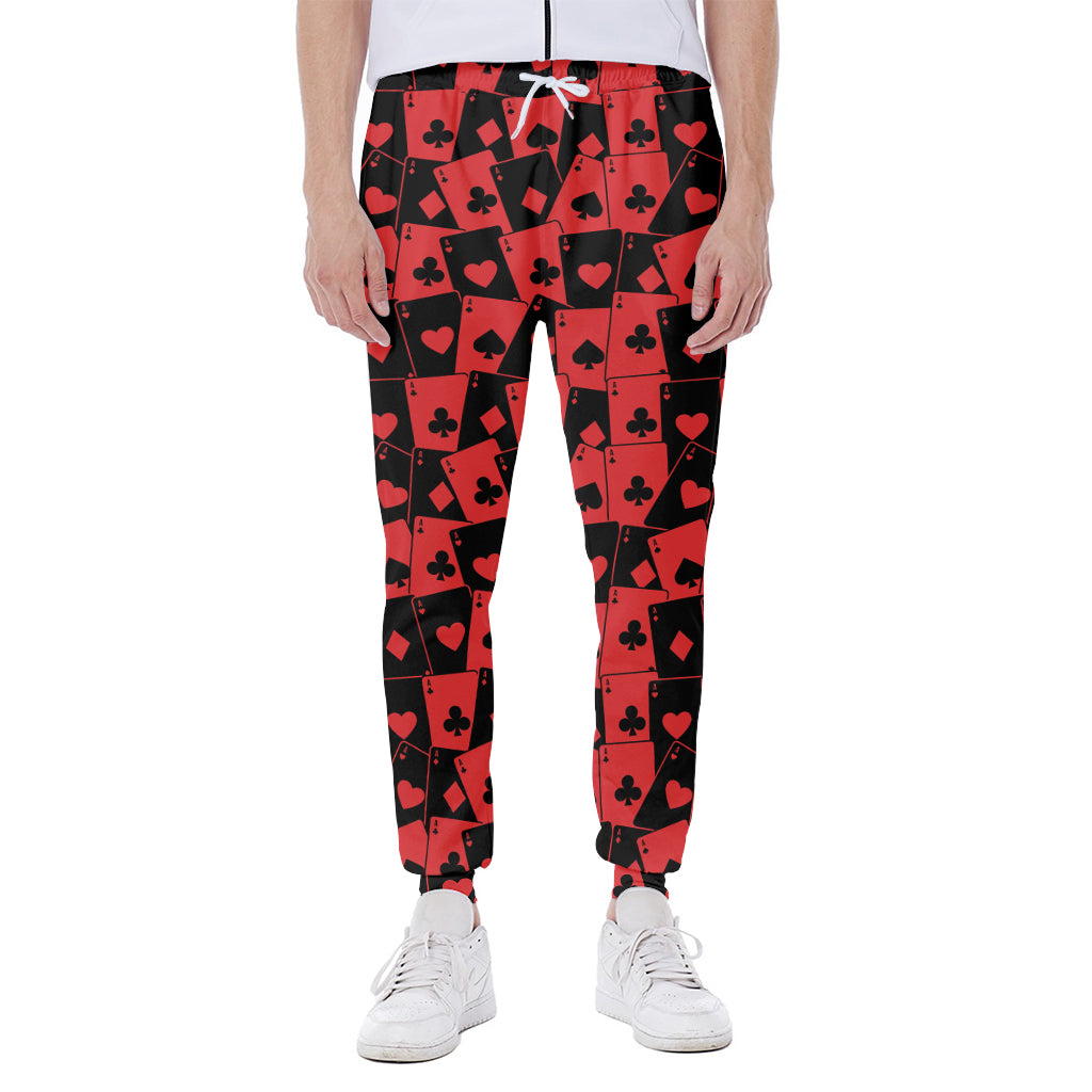 Black And Red Casino Card Pattern Print Scuba Joggers