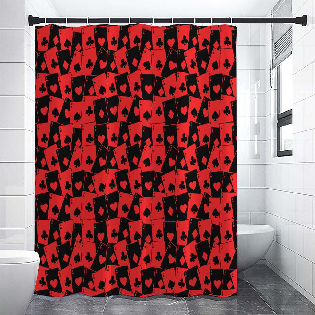 Black And Red Casino Card Pattern Print Shower Curtain