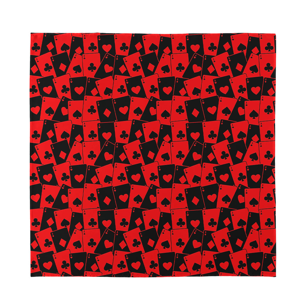 Black And Red Casino Card Pattern Print Silk Bandana