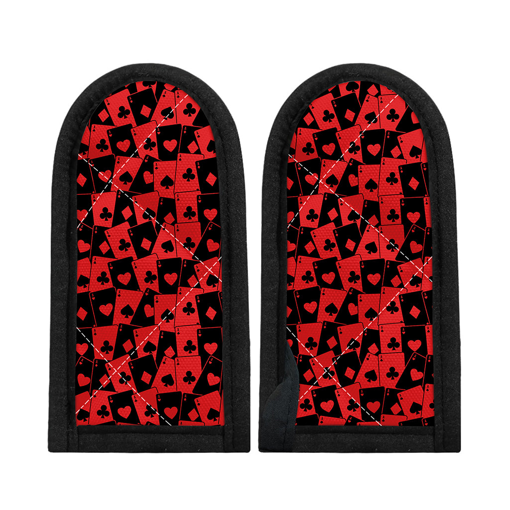 Black And Red Casino Card Pattern Print Skillet Handle Cover