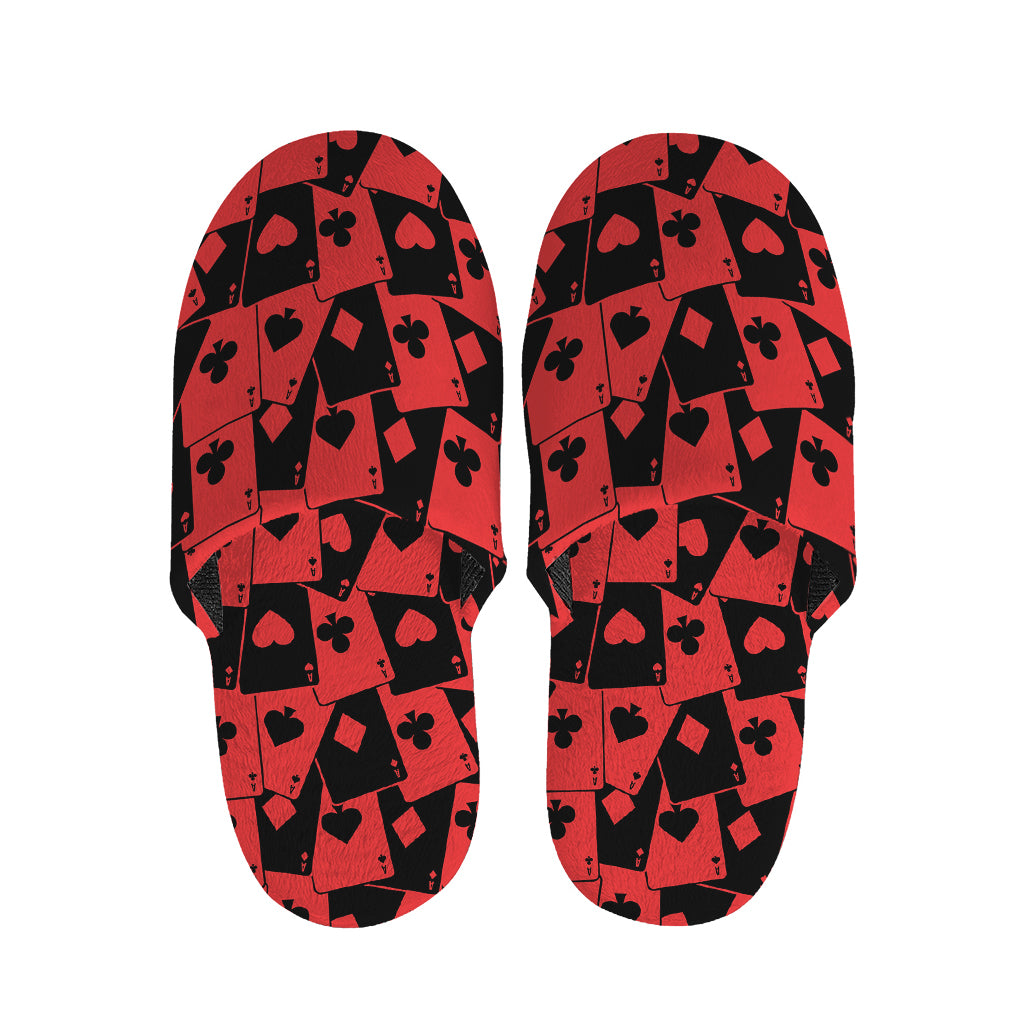 Black And Red Casino Card Pattern Print Slippers