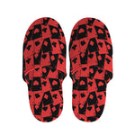 Black And Red Casino Card Pattern Print Slippers