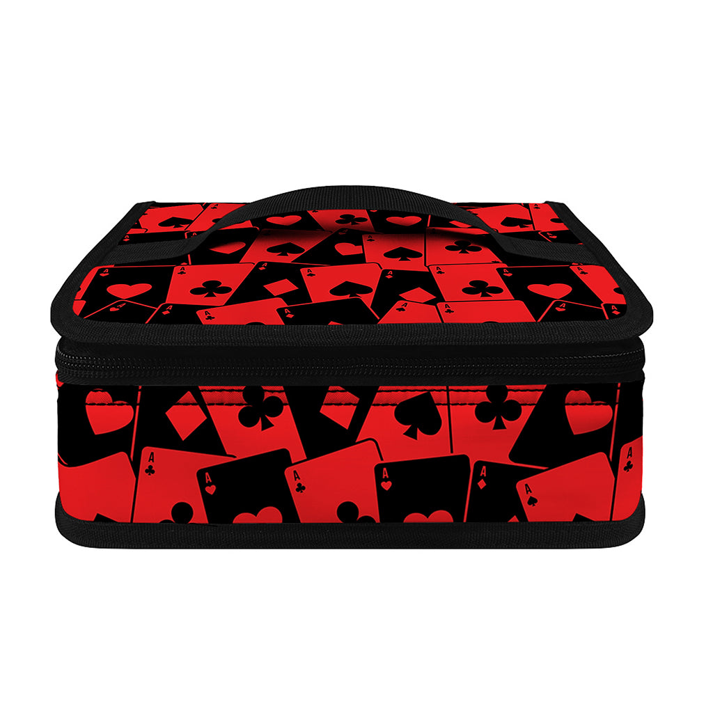 Black And Red Casino Card Pattern Print Small Lunch Bag