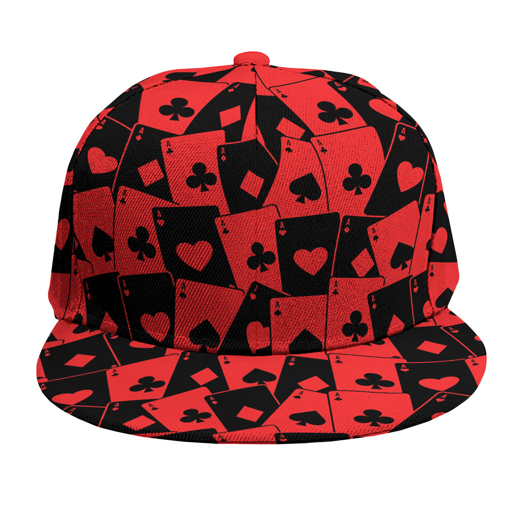 Black And Red Casino Card Pattern Print Snapback Cap