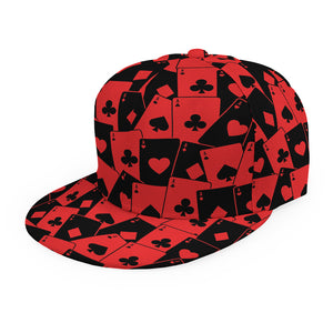 Black And Red Casino Card Pattern Print Snapback Cap