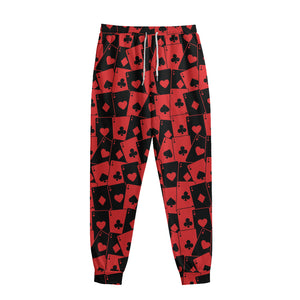 Black And Red Casino Card Pattern Print Sweatpants