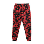 Black And Red Casino Card Pattern Print Sweatpants