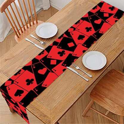 Black And Red Casino Card Pattern Print Table Runner
