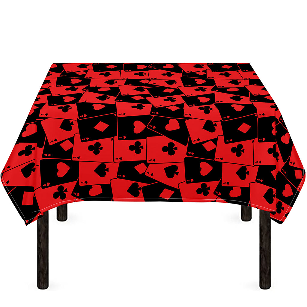 Black And Red Casino Card Pattern Print Tablecloth
