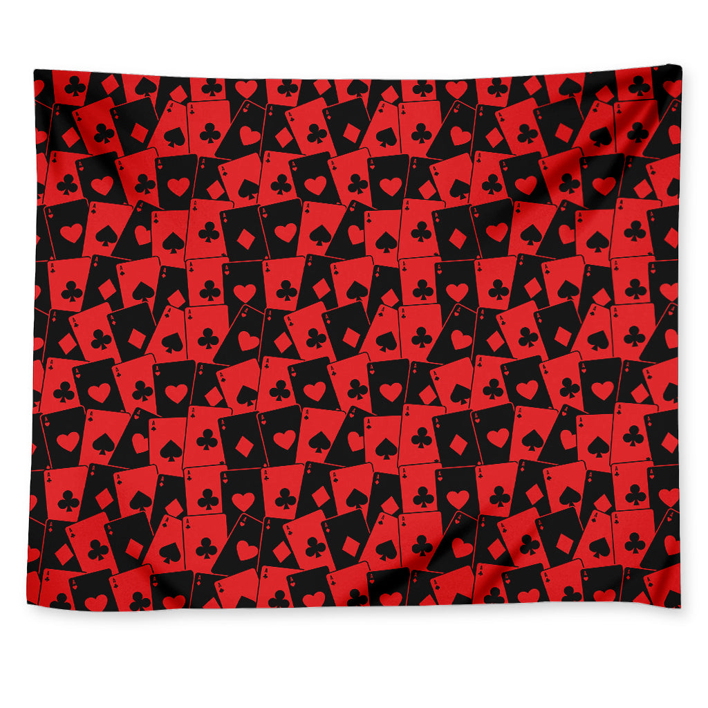 Black And Red Casino Card Pattern Print Tapestry