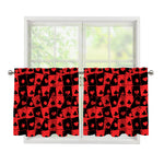 Black And Red Casino Card Pattern Print Tier Curtains