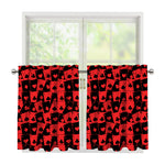 Black And Red Casino Card Pattern Print Tier Curtains