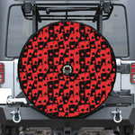 Black And Red Casino Card Pattern Print Tire Cover With Camera Hole