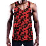 Black And Red Casino Card Pattern Print Training Tank Top