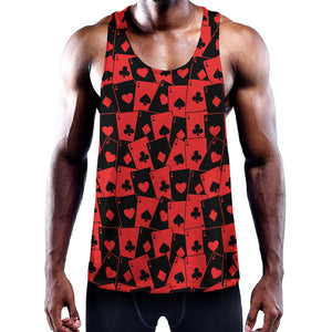 Black And Red Casino Card Pattern Print Training Tank Top