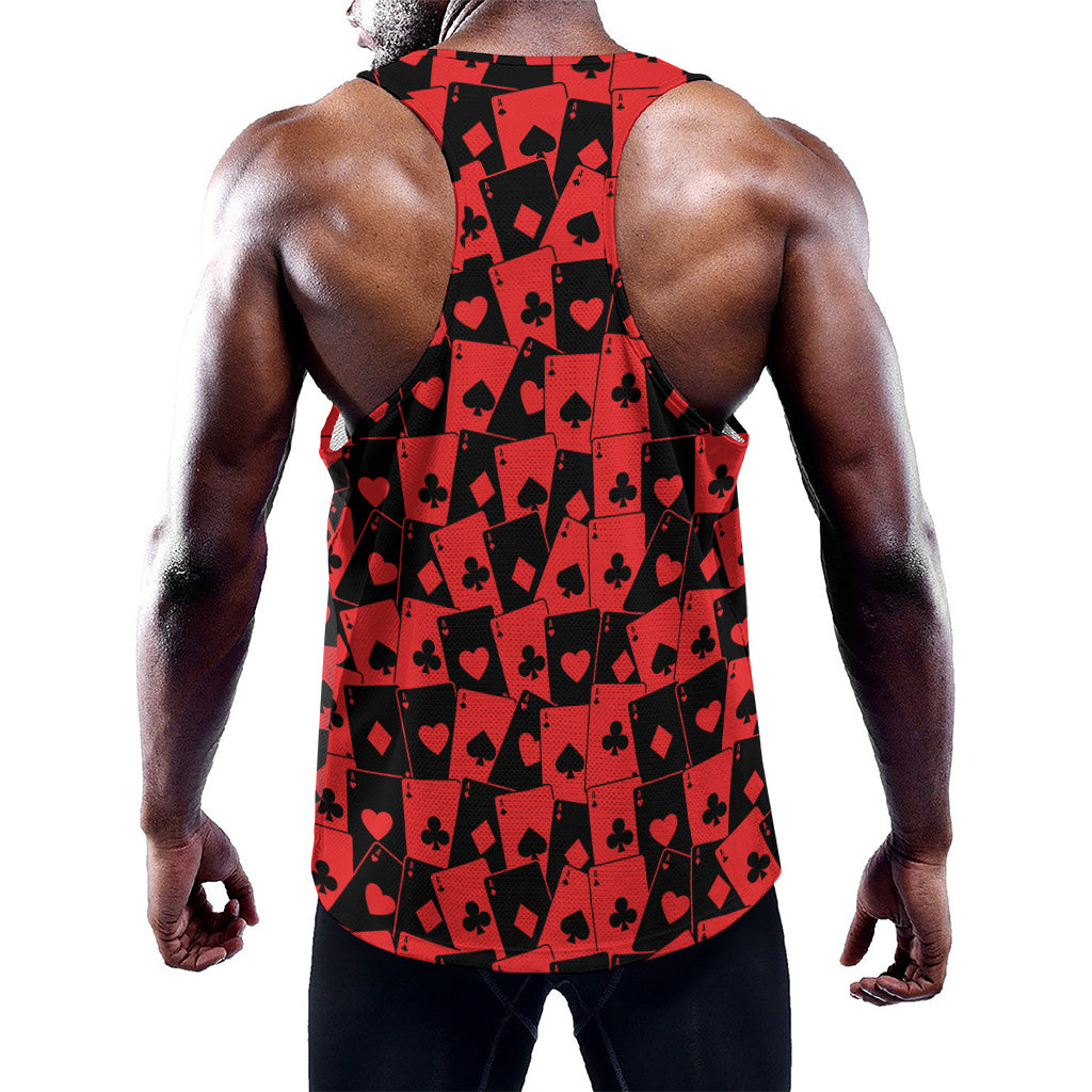 Black And Red Casino Card Pattern Print Training Tank Top