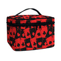 Black And Red Casino Card Pattern Print Travel Makeup Bag