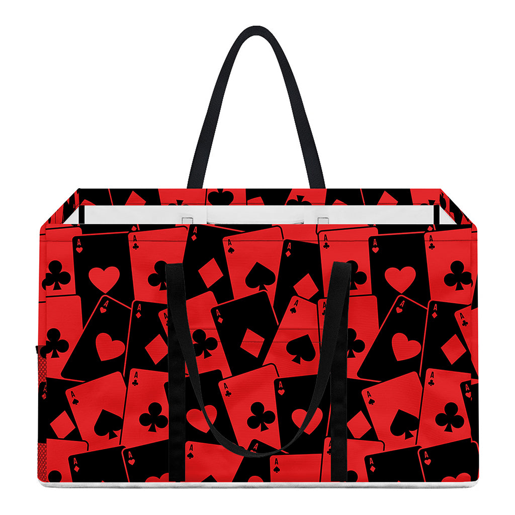 Black And Red Casino Card Pattern Print Utility Tote Bag