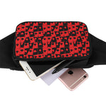 Black And Red Casino Card Pattern Print Waist Bag