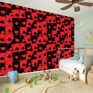 Black And Red Casino Card Pattern Print Wall Sticker