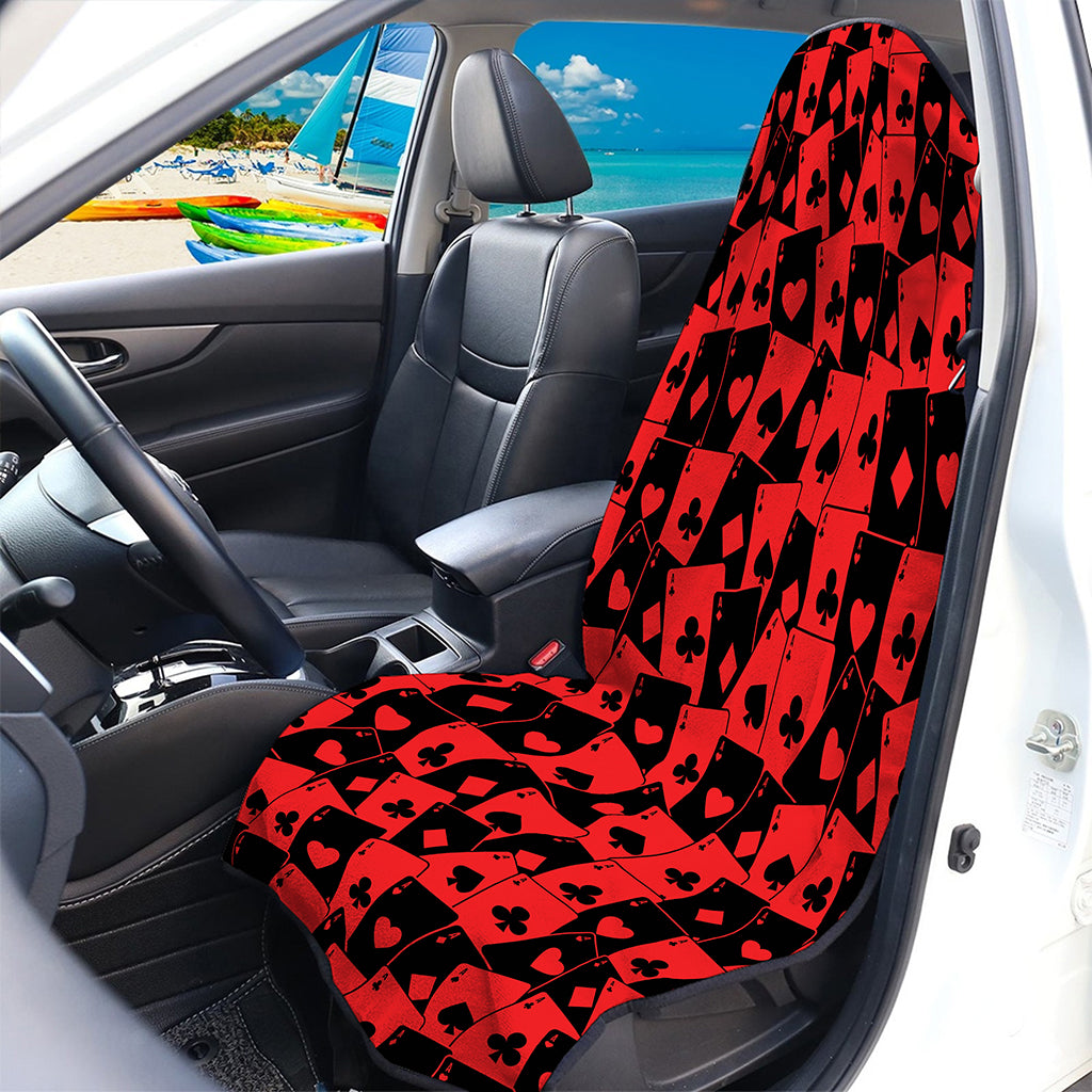 Black And Red Casino Card Pattern Print Waterproof Car Seat Cover