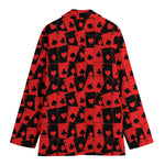 Black And Red Casino Card Pattern Print Women's Blazer