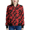 Black And Red Casino Card Pattern Print Women's Bomber Jacket