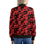 Black And Red Casino Card Pattern Print Women's Bomber Jacket