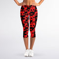Black And Red Casino Card Pattern Print Women's Capri Leggings