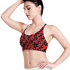 Black And Red Casino Card Pattern Print Women's Sports Bra